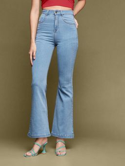 Miss Chase - Blue Solid/Plain Bootcut Jeans