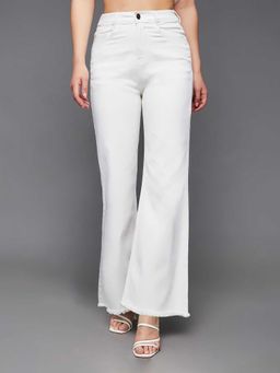 Miss Chase - White Solid/Plain Bootcut Jeans