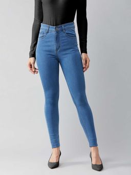Miss Chase - Blue Solid/Plain Skinny Jeans