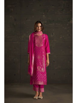 Autumnlane - Magenta Embellished Kurta with Pant and Dupatta (Set of 3)