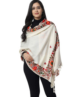 Zamour - White Embroidered Stole