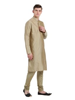 KISAH - Mens Beige Cotton Blend Kurta and Churidar (Set of 2)