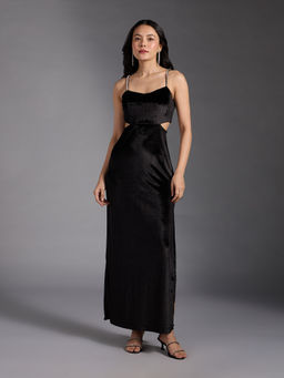 Twenty Dresses by Nykaa Fashion - Party Diamond Studded Straps Waist Cut Out Sheath Maxi Dress