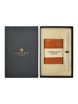 Cross - Coventry Chrome Gold Ball Point Pen + BCH Tan