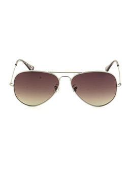 United Colors of Benetton - Brown Lens Gradient Aviator Sunglass Silver Frame Bes23515 C5 (58)