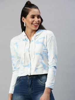 SHOWOFFFF - Women Hooded White Crop Sweatshirt