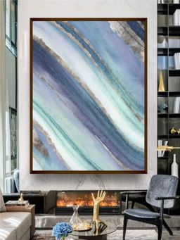 The Art House - Blue Green Abstract Canvas Painting Wall Art