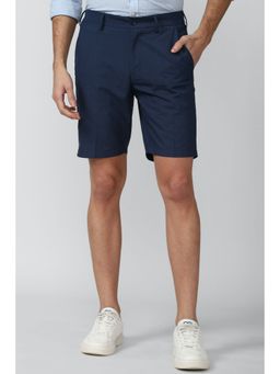 Peter England - Men Navy Solid Slim Fit Casual Shorts