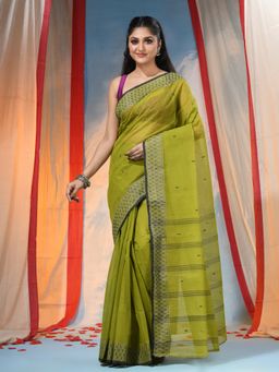 DESH BIDESH - Women's Traditional Green Handloom Woven Saree