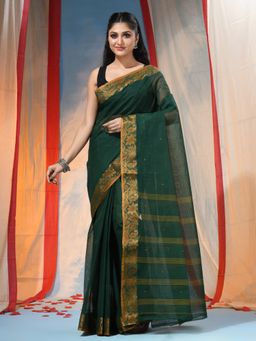 DESH BIDESH - Women's Traditional Green Handloom Woven Saree