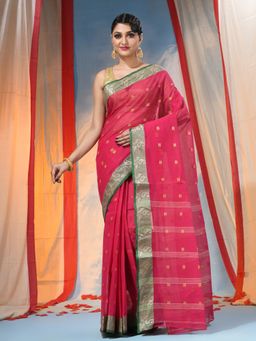 DESH BIDESH - Women's Traditional Red Handloom Woven Saree