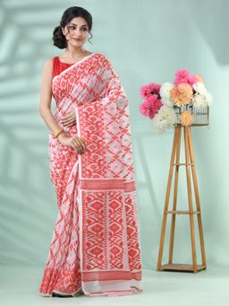 DESH BIDESH - Women's Traditional Red Handloom Woven Saree