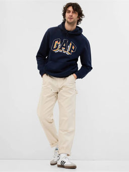 GAP - Navy Blue Men's Logo Print Hooded Sweatshirt