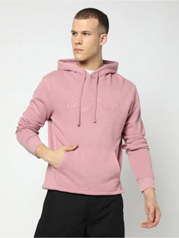 GAP - Pink Men's Logo Print Full Sleeve Hooded Sweatshirt