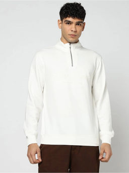 GAP - White Men's Logo Print Half-Zip Full Sleeve Sweatshirt