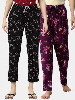 Kryptic - Women Printed Pure Cotton Lounge Pants (Pack of 2)