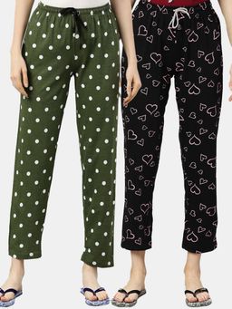 Kryptic - Women Printed Pure Cotton Lounge Pants (Pack of 2)