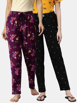 Kryptic - Women Printed Pure Cotton Lounge Pants (Pack of 2)