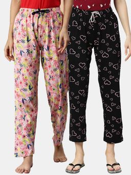 Kryptic - Women Printed Pure Cotton Lounge Pants (Pack of 2)