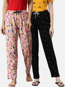Kryptic - Women Printed Pure Cotton Lounge Pants (Pack of 2)