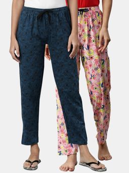 Kryptic - Women Printed Pure Cotton Lounge Pants (Pack of 2)
