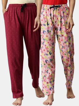 Kryptic - Women Printed Pure Cotton Lounge Pants (Pack of 2)