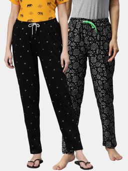 Kryptic - Women Printed Pure Cotton Lounge Pants (Pack of 2)