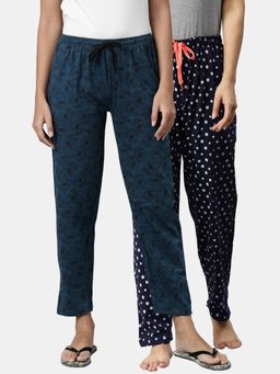 Kryptic - Women Printed Pure Cotton Lounge Pants (Pack of 2)