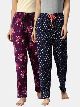 Kryptic - Women Printed Pure Cotton Lounge Pants (Pack of 2)