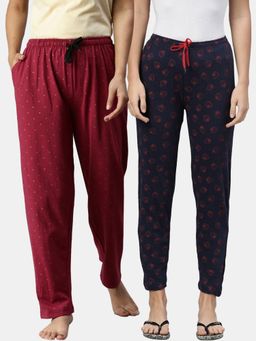 Kryptic - Women Printed Pure Cotton Lounge Pants (Pack of 2)