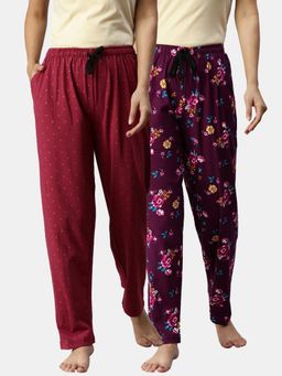 Kryptic - Women Printed Pure Cotton Lounge Pants (Pack of 2)