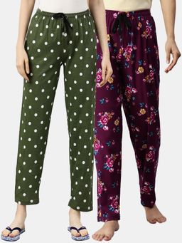 Kryptic - Women Printed Pure Cotton Lounge Pants (Pack of 2)