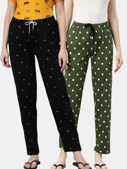 Kryptic - Women Printed Pure Cotton Lounge Pants (Pack of 2)