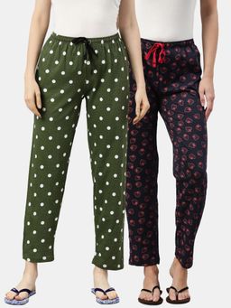 Kryptic - Women Printed Pure Cotton Lounge Pants (Pack of 2)