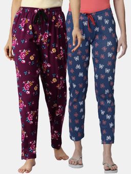 Kryptic - Women Printed Pure Cotton Lounge Pants (Pack of 2)