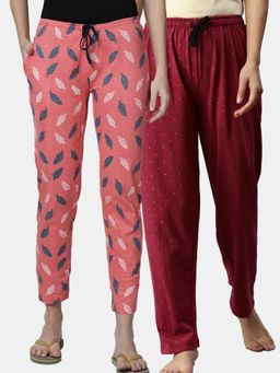 Kryptic - Women Printed Pure Cotton Lounge Pants (Pack of 2)