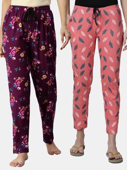 Kryptic - Women Printed Pure Cotton Lounge Pants (Pack of 2)