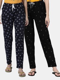 Kryptic - Women Printed Pure Cotton Lounge Pants (Pack of 2)