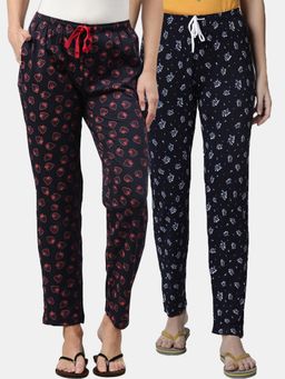 Kryptic - Women Printed Pure Cotton Lounge Pants (Pack of 2)