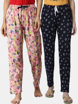 Kryptic - Women Printed Pure Cotton Lounge Pants (Pack of 2)