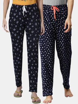 Kryptic - Women Printed Pure Cotton Lounge Pants (Pack of 2)