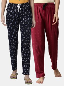 Kryptic - Women Printed Pure Cotton Lounge Pants (Pack of 2)