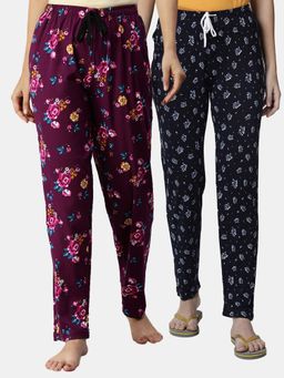Kryptic - Women Printed Pure Cotton Lounge Pants (Pack of 2)