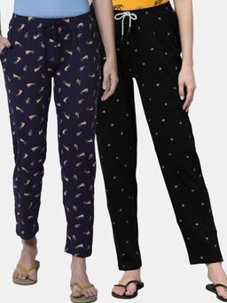 Kryptic - Women Printed Pure Cotton Lounge Pants (Pack of 2)