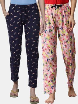Kryptic - Women Printed Pure Cotton Lounge Pants (Pack of 2)