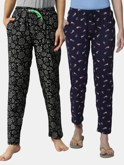 Kryptic - Women Printed Pure Cotton Lounge Pants (Pack of 2)