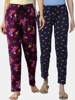 Kryptic - Women Printed Pure Cotton Lounge Pants (Pack of 2)