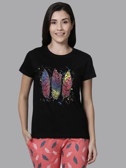Kryptic - 100 Percent Cotton Lounge T-shirt For Women Black