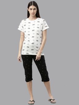 Kryptic - 100 Percent Cotton Lounge T-shirt For Women White