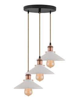 Homesake - Round White Cone Cluster Pendant Light Copper